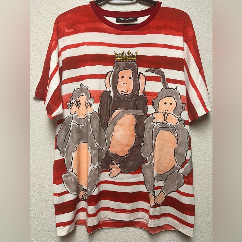 Dolce & Gabbana Red and White Striped T-Shirt pre owned excellent
